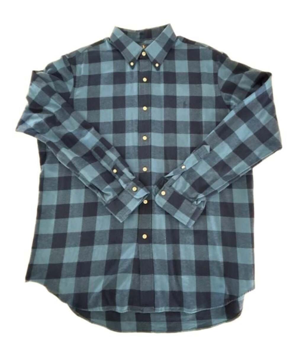 Polo Ralph Lauren Buffalo Plaid Blue Long Sleeve Button Down Flannel Shirt